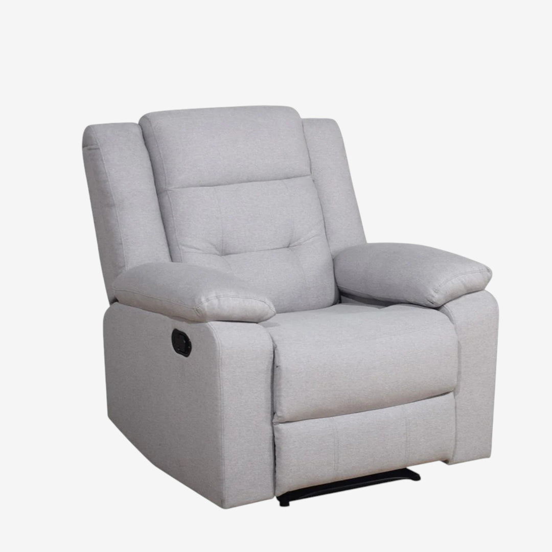 Reed Manual Recliner Chair in Fabric Upholstery - Grey | Stylish & Comfortable With Gliding Motion