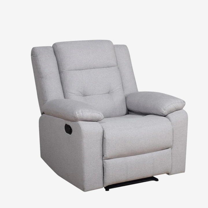 Reed Manual Recliner Chair in Fabric Upholstery - Grey | Stylish & Comfortable With Gliding Motion