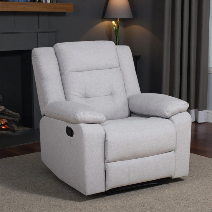 Reed Manual Recliner Chair in Fabric Upholstery - Grey | Stylish & Comfortable With Gliding Motion