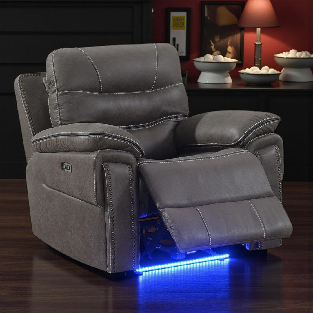 Alina Power Recliner Chair in Leathaire Upholstery - Dark Grey | Contemporary, Sleek, Comfortable & Built to Last