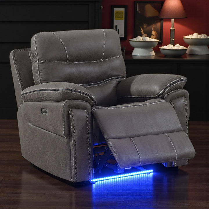 Alina Power Recliner Chair in Leathaire Upholstery - Dark Grey | Contemporary, Sleek, Comfortable & Built to Last