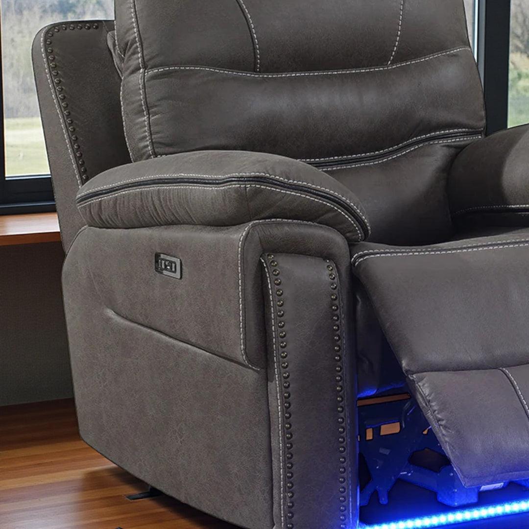 Alina Power Recliner Chair in Leathaire Upholstery - Dark Grey | Contemporary, Sleek, Comfortable & Built to Last