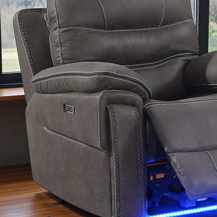 Alina Power Recliner Chair in Leathaire Upholstery - Dark Grey | Contemporary, Sleek, Comfortable & Built to Last
