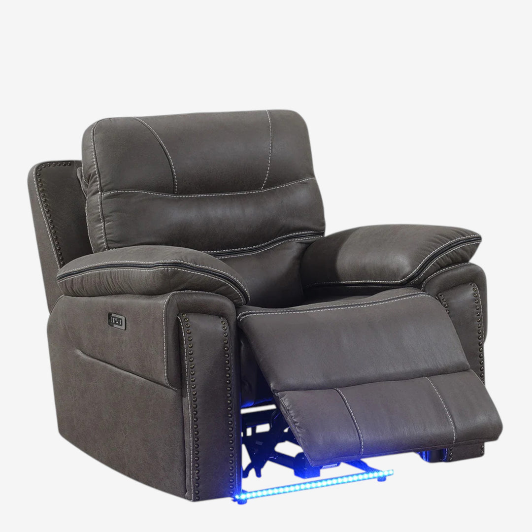 Alina Power Recliner Chair in Leathaire Upholstery - Dark Grey | Contemporary, Sleek, Comfortable & Built to Last