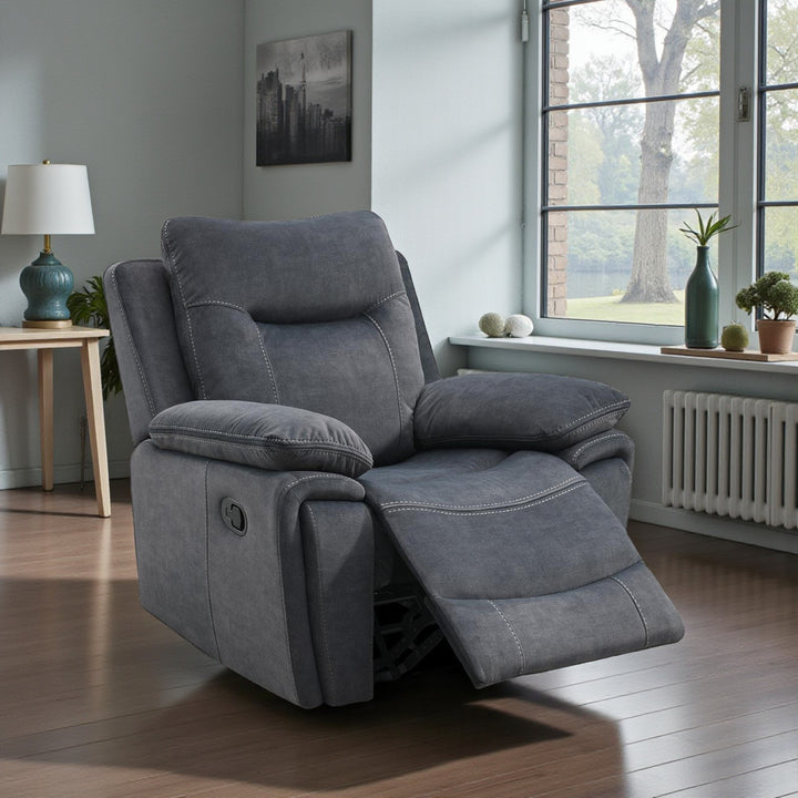 Calibre Manual Recliner Chair in Fabric Upholstery - Grey | Modern, Stylish, Comfortable & Built to Last