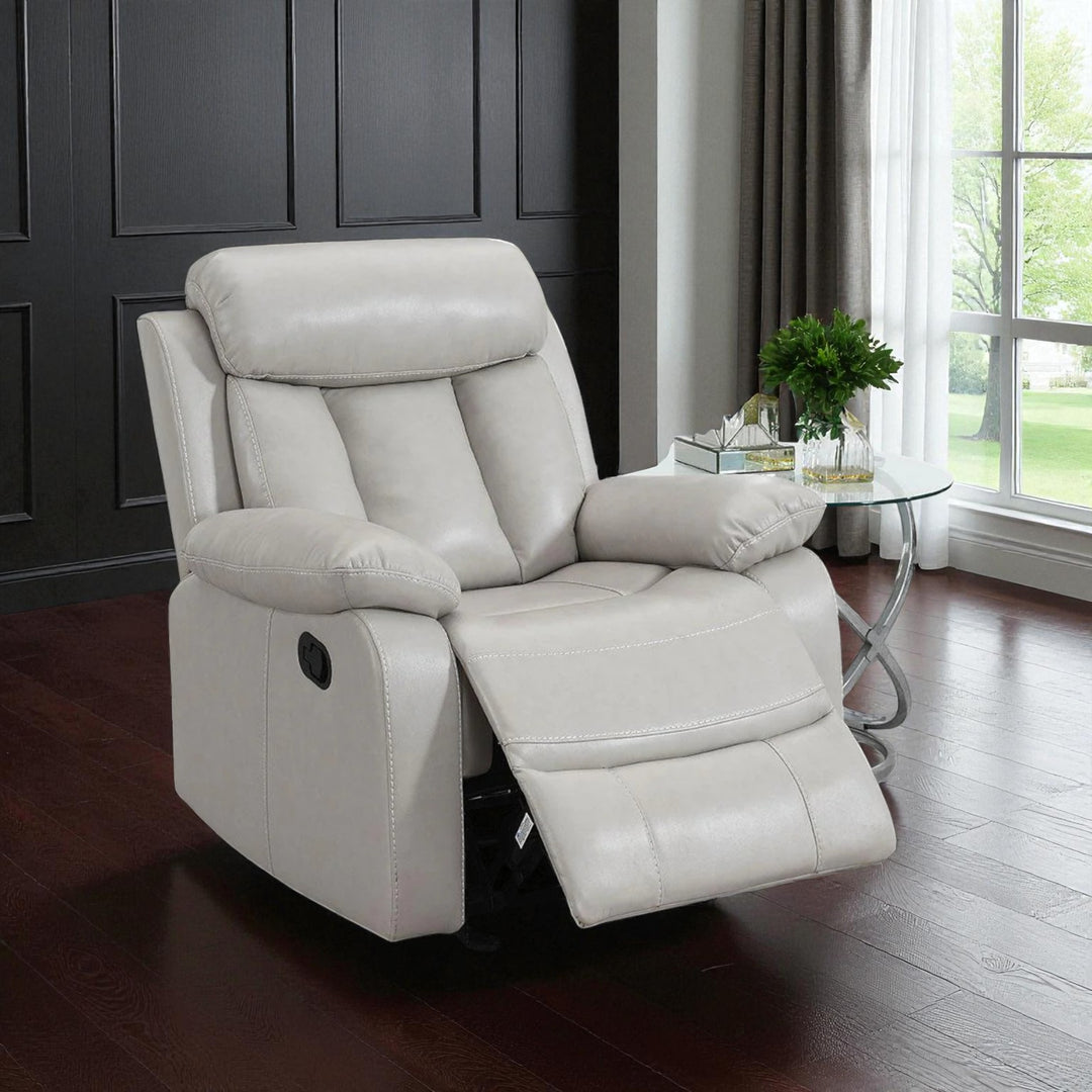 Stravelo Manual Recliner Chair in Leathaire Upholstery - Beige | Stylish, Timeless, Durable & Comfortable