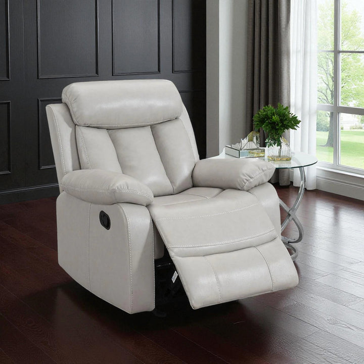 Stravelo Manual Recliner Chair in Leathaire Upholstery - Beige | Stylish, Timeless, Durable & Comfortable