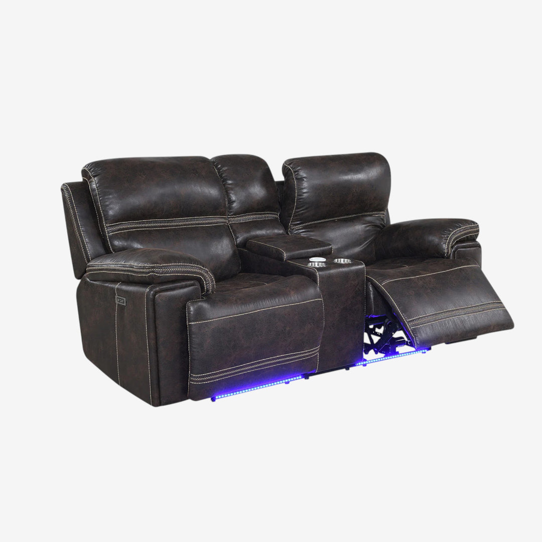 Valea Power Recliner Loveseat in Leathaire Upholstery - Dark Brown | Timeless, Multifunctional, Durable & Comfortable