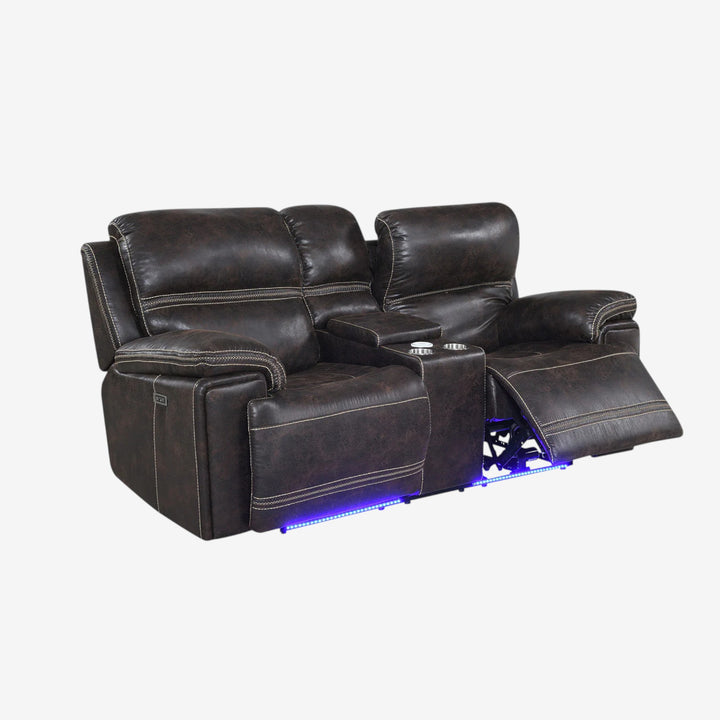 Valea Power Recliner Loveseat in Leathaire Upholstery - Dark Brown | Timeless, Multifunctional, Durable & Comfortable