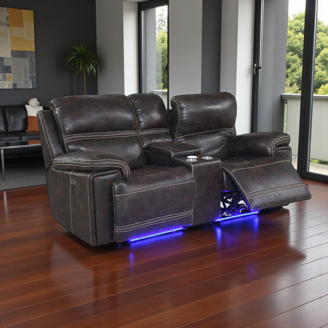 Valea Power Recliner Loveseat in Leathaire Upholstery - Dark Brown | Timeless, Multifunctional, Durable & Comfortable