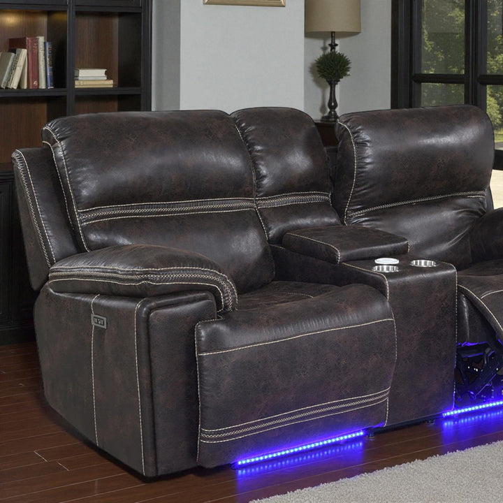 Valea Power Recliner Loveseat in Leathaire Upholstery - Dark Brown | Timeless, Multifunctional, Durable & Comfortable