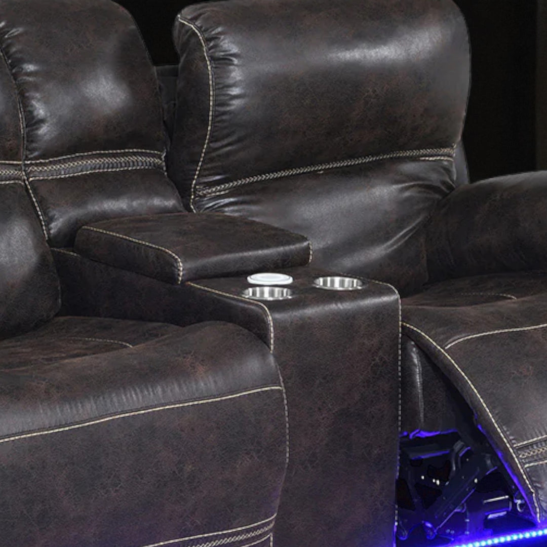 Valea Power Recliner Loveseat in Leathaire Upholstery - Dark Brown | Timeless, Multifunctional, Durable & Comfortable