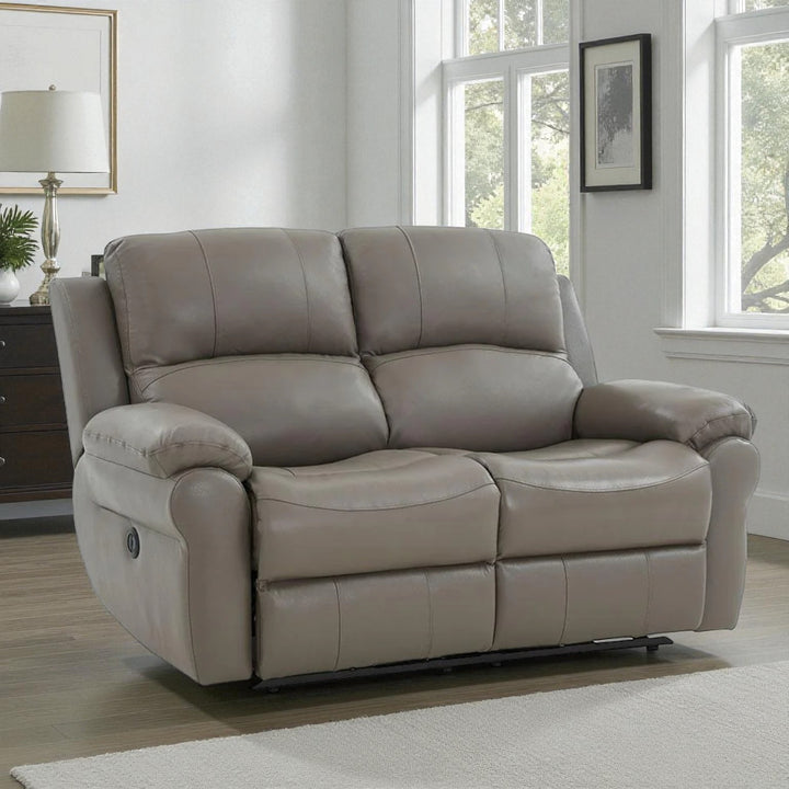 Emeren Power Recliner Loveseat in Leather Upholstery - Grey | Modern, Comfortable & Built to Last