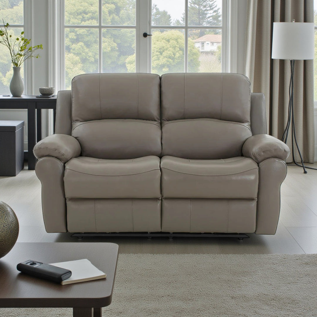 Emeren Power Recliner Loveseat in Leather Upholstery - Grey | Modern, Comfortable & Built to Last
