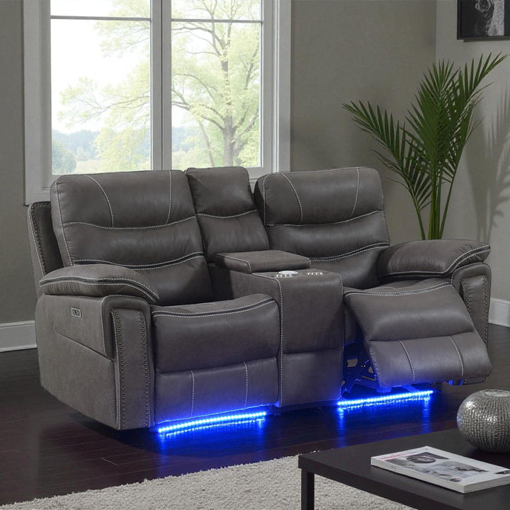 Alina Power Recliner Loveseat in Leathaire Upholstery - Dark Grey | Contemporary, Sleek, Comfortable & Built to Last