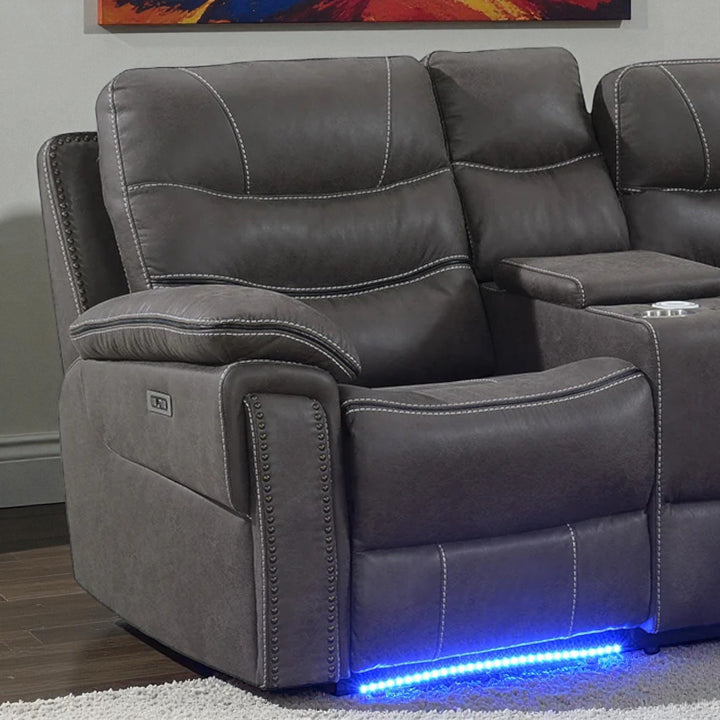 Alina Power Recliner Loveseat in Leathaire Upholstery - Dark Grey | Contemporary, Sleek, Comfortable & Built to Last