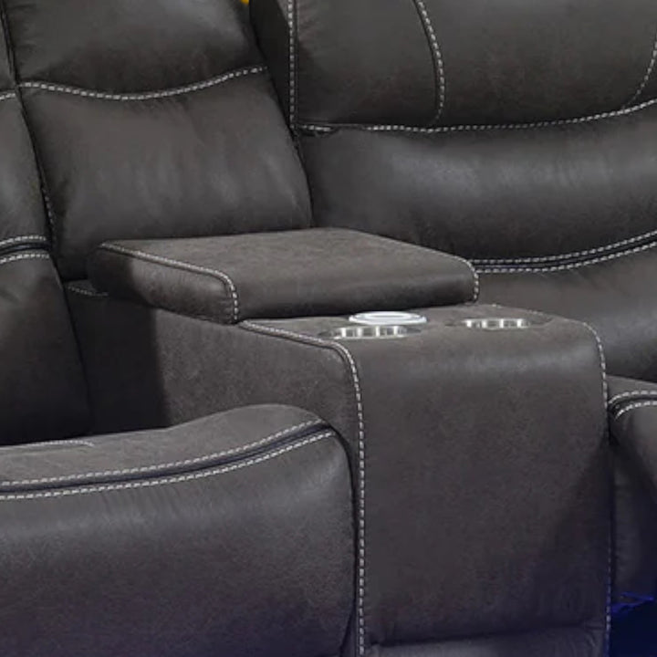 Alina Power Recliner Loveseat in Leathaire Upholstery - Dark Grey | Contemporary, Sleek, Comfortable & Built to Last