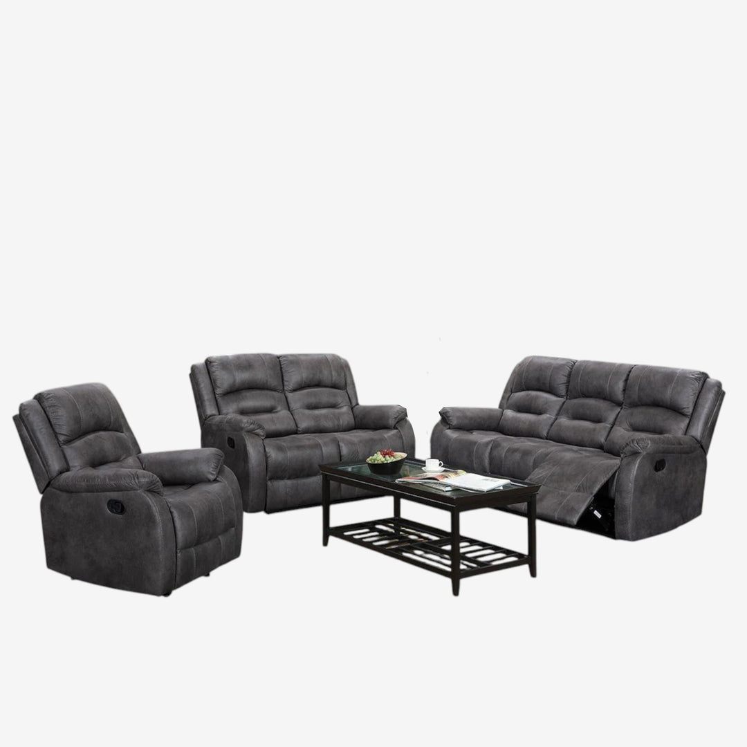Calvano 3-Piece Manual Recliner Set in Palomino Fabric – Grey