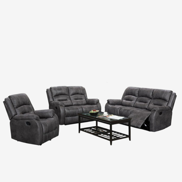 Calvano 3-Piece Manual Recliner Set in Palomino Fabric – Grey