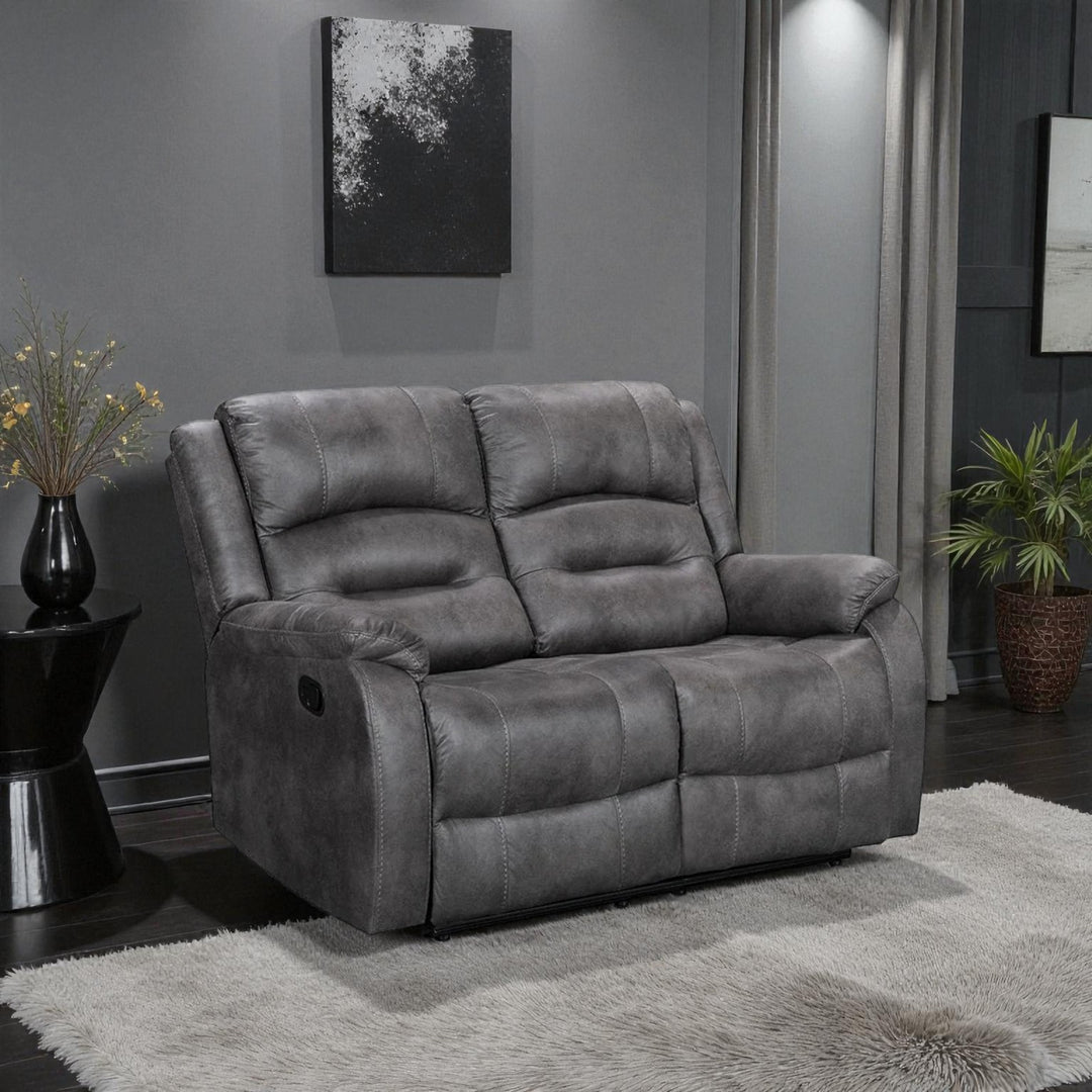 Calvano Manual Recliner Loveseat in Fabric Upholstery - Grey | Modern, Comfortable & Built to Last