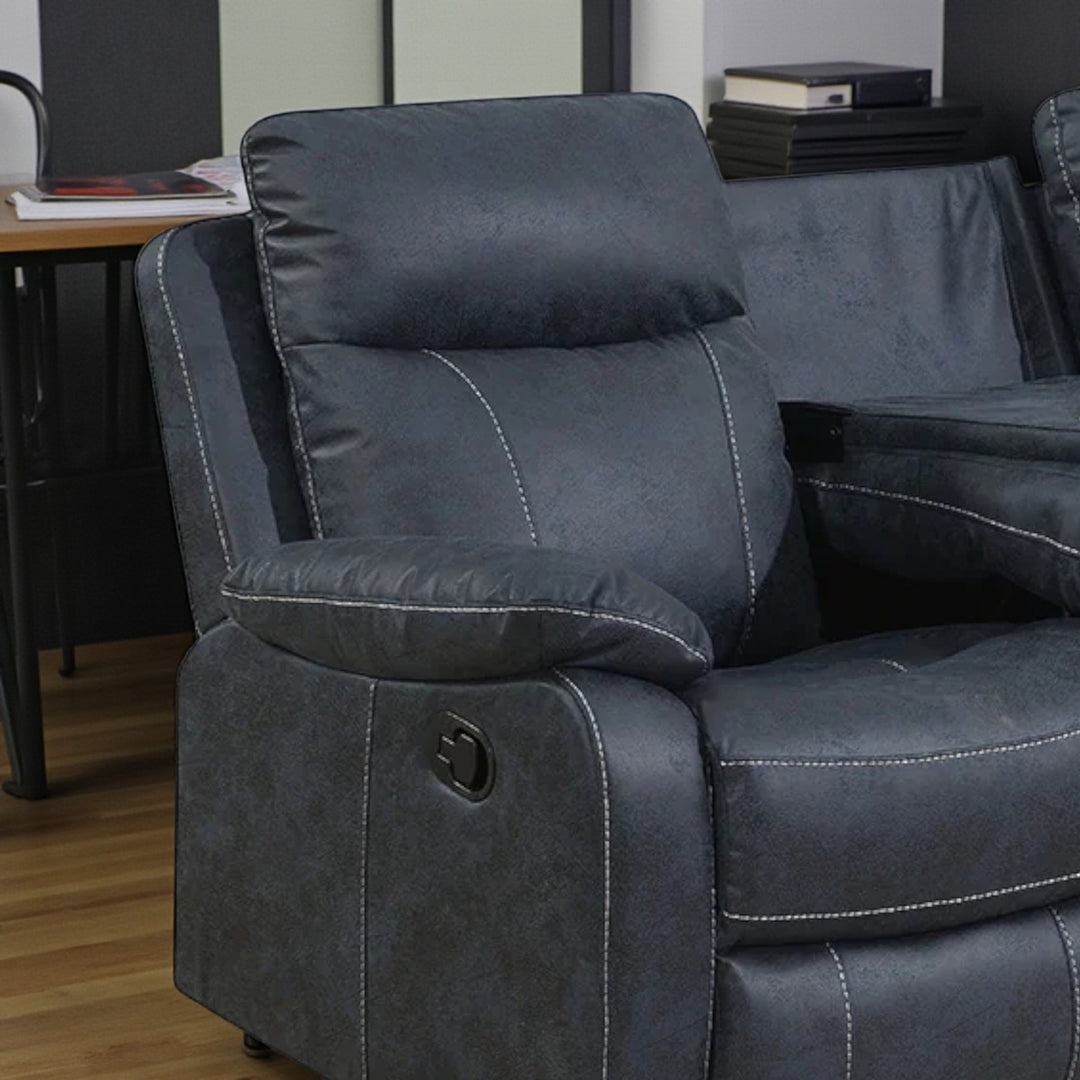 Velmor Manual Recliner Sofa in Fabric Upholstery - Blue | Timeless, Affordable, Comfortable & Built to Last