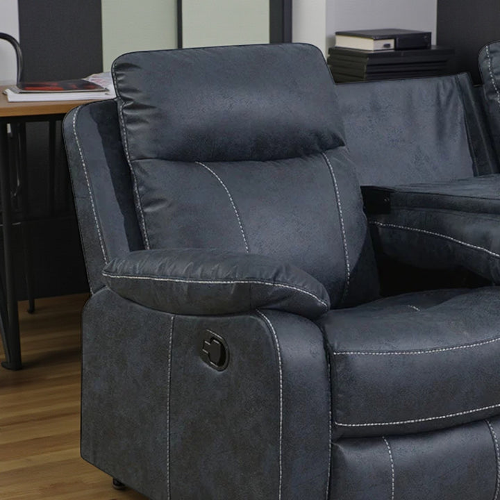 Velmor Manual Recliner Sofa in Fabric Upholstery - Blue | Timeless, Affordable, Comfortable & Built to Last