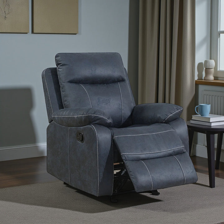 Velmor Manual Recliner Chair in Fabric Upholstery - Blue | Timeless, Affordable, Comfortable & Built to Last