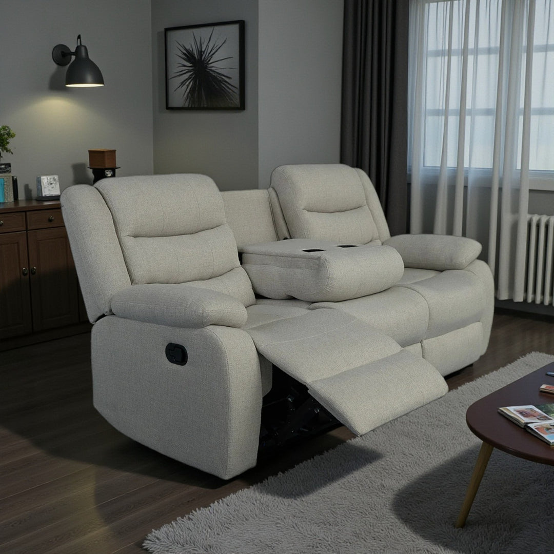 Noire Manual Recliner Sofa in Fabric Upholstery - Grey | Stylish, Comfortable & Built to Last