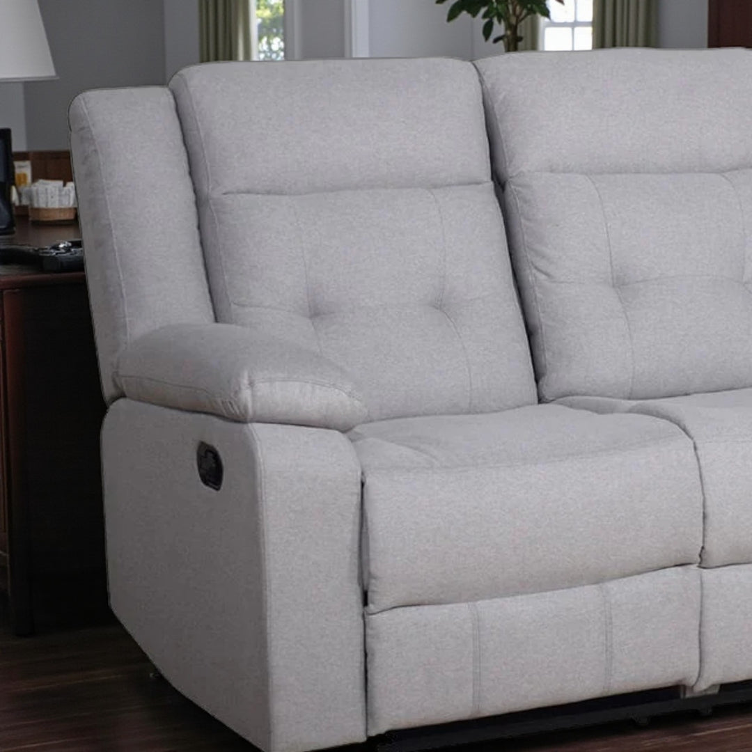 Reed Manual Recliner Sofa in Fabric Upholstery - Grey | Stylish, Durable & Comfortable