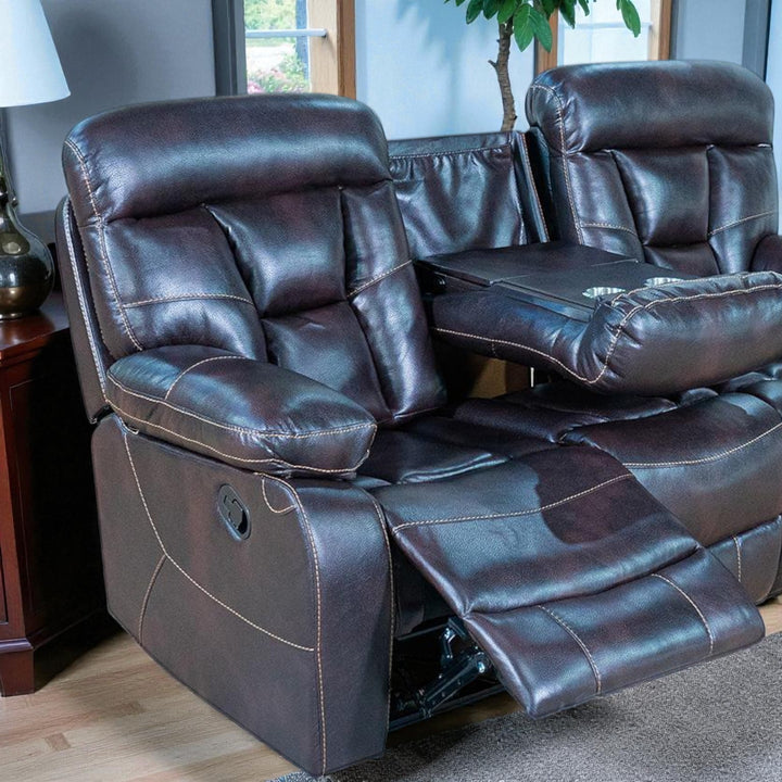Luxeon Manual Recliner Sofa in Air Leather Upholstery - Dark Brown | Contemporary Style, Durable & Comfortable