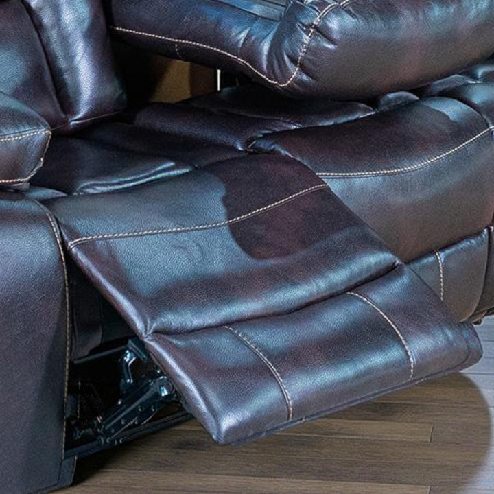 Luxeon Manual Recliner Sofa in Air Leather Upholstery - Dark Brown | Contemporary Style, Durable & Comfortable