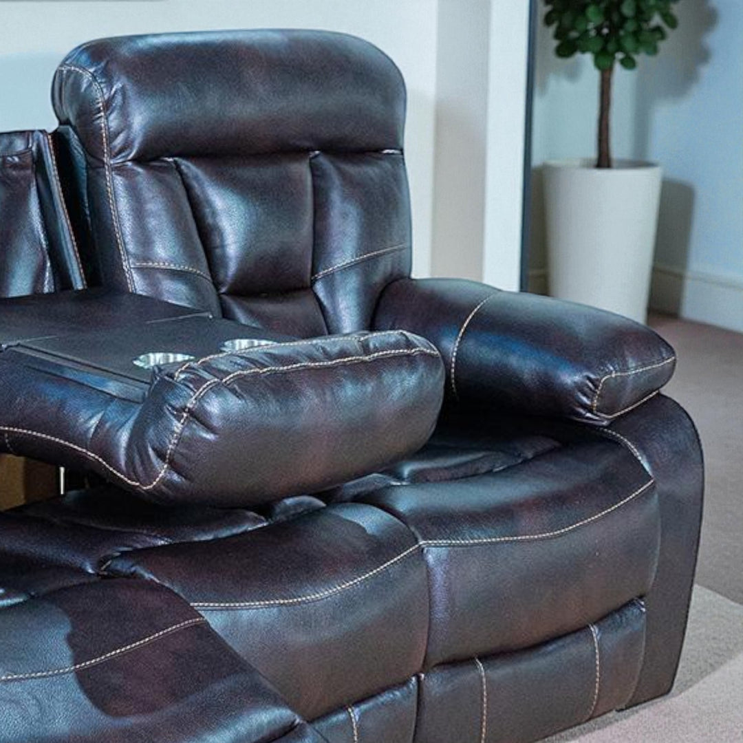 Luxeon Manual Recliner Sofa in Air Leather Upholstery - Dark Brown | Contemporary Style, Durable & Comfortable