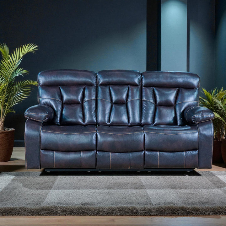 Luxeon Manual Recliner Sofa in Air Leather Upholstery - Dark Brown | Contemporary Style, Durable & Comfortable