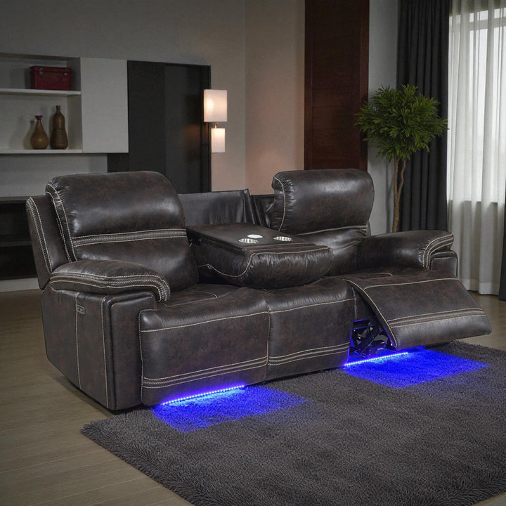 Valea Power Recliner Sofa in Leathaire Upholstery - Dark Brown | Timeless, Multifunctional, Durable & Comfortable