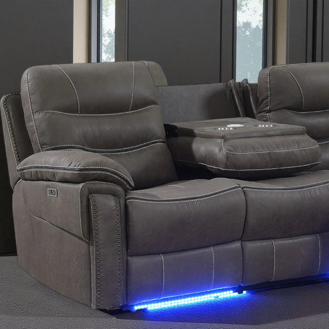 Alina Power Recliner Sofa in Leathaire Upholstery - Dark Grey | Contemporary, Sleek, Comfortable & Built to Last