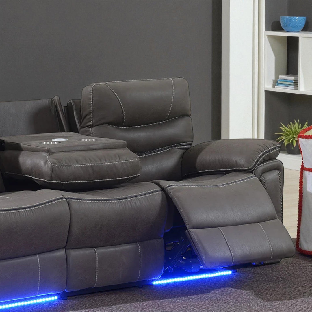 Alina Power Recliner Sofa in Leathaire Upholstery - Dark Grey | Contemporary, Sleek, Comfortable & Built to Last