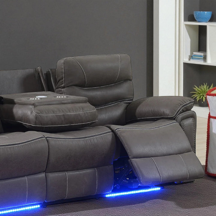 Alina Power Recliner Sofa in Leathaire Upholstery - Dark Grey | Contemporary, Sleek, Comfortable & Built to Last