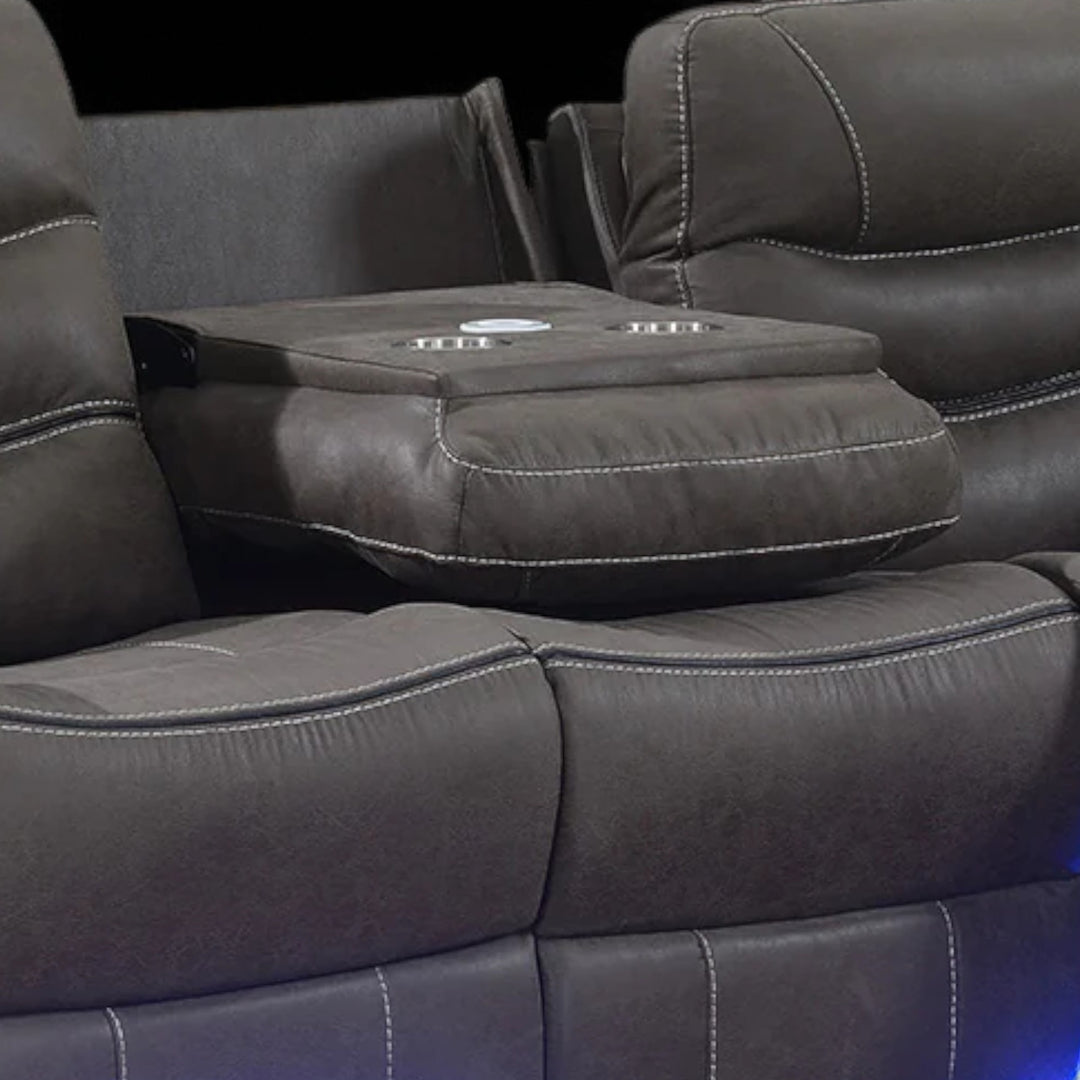 Alina Power Recliner Sofa in Leathaire Upholstery - Dark Grey | Contemporary, Sleek, Comfortable & Built to Last