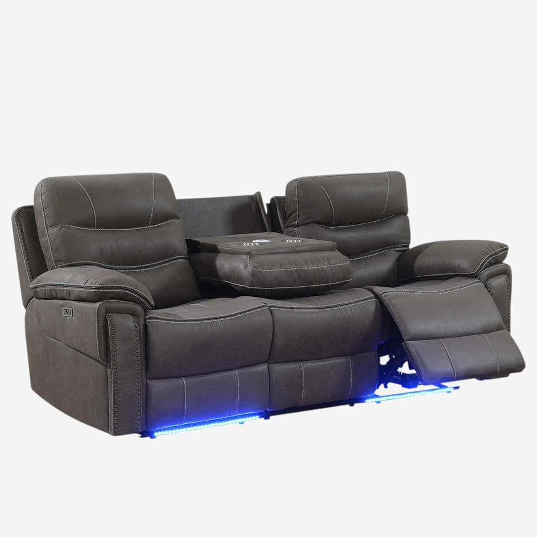 Alina Power Recliner Sofa in Leathaire Upholstery - Dark Grey | Contemporary, Sleek, Comfortable & Built to Last