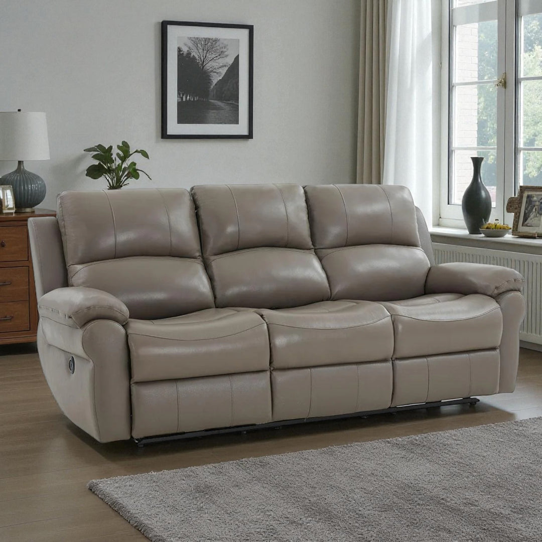 Emeren Power Recliner Sofa in Leather Upholstery - Grey | Modern, Comfortable & Built to Last