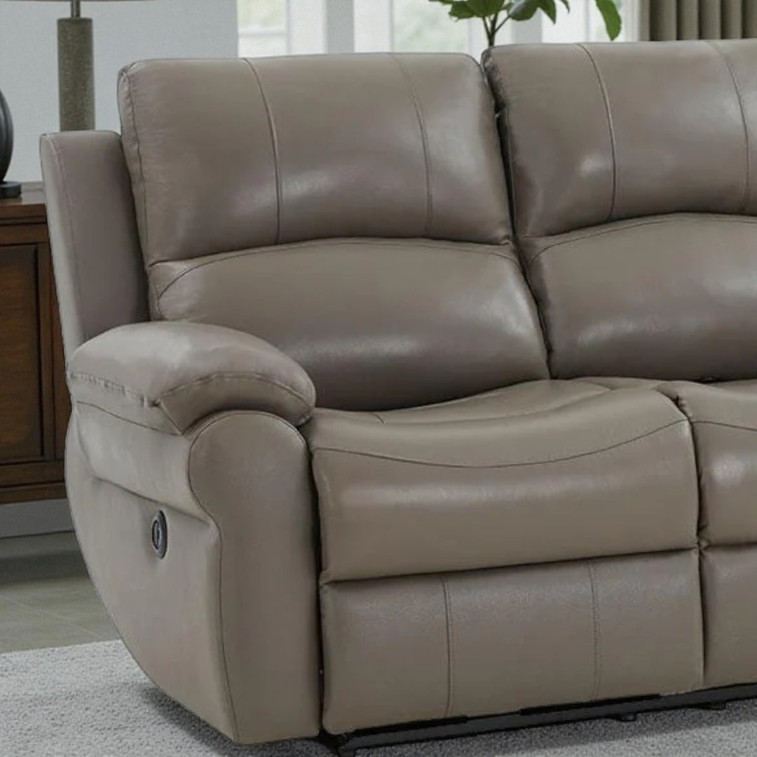 Emeren Power Recliner Sofa in Leather Upholstery - Grey | Modern, Comfortable & Built to Last