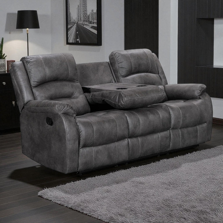 Calvano Manual Recliner Sofa in Fabric Upholstery - Grey | Modern, Comfortable & Built to Last