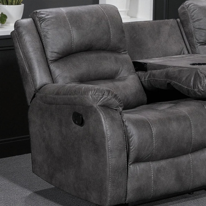 Calvano Manual Recliner Sofa in Fabric Upholstery - Grey | Modern, Comfortable & Built to Last