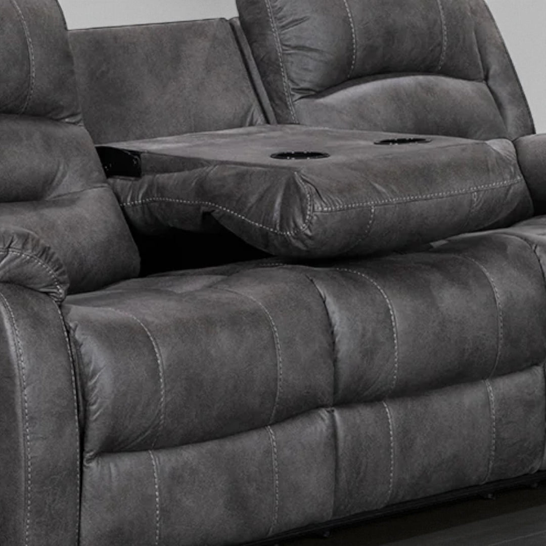 Calvano Manual Recliner Sofa in Fabric Upholstery - Grey | Modern, Comfortable & Built to Last