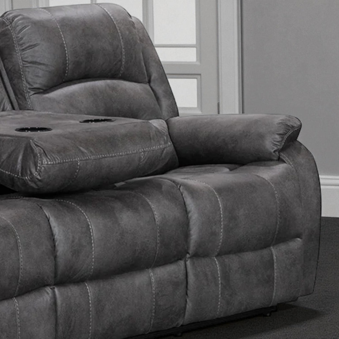 Calvano Manual Recliner Sofa in Fabric Upholstery - Grey | Modern, Comfortable & Built to Last