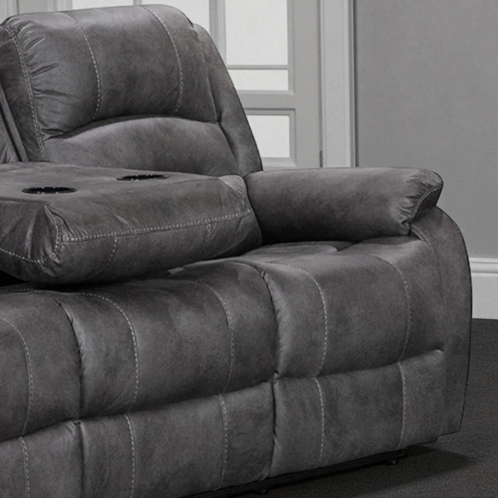 Calvano Manual Recliner Sofa in Fabric Upholstery - Grey | Modern, Comfortable & Built to Last