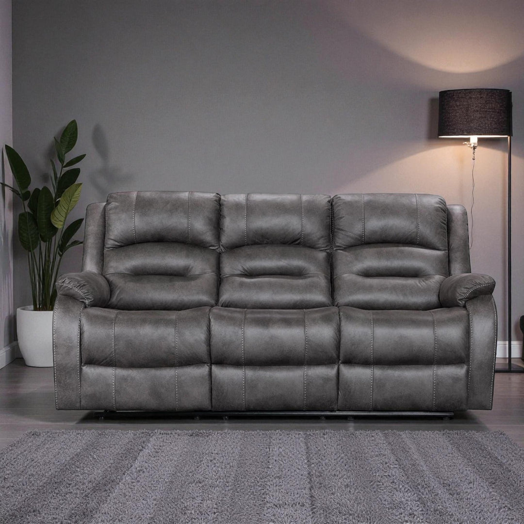 Calvano Manual Recliner Sofa in Fabric Upholstery - Grey | Modern, Comfortable & Built to Last