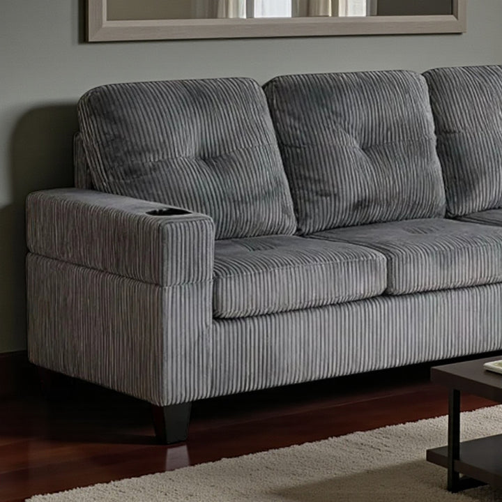 Elara Fabric Upholstered Sectional Sofa With Reversible Chaise - Grey