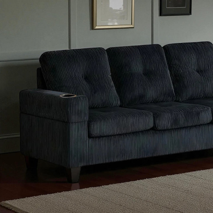 Elara Fabric Upholstered Sectional Sofa With Reversible Chaise - Black