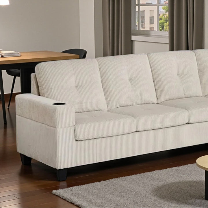 Elara Fabric Upholstered Sectional Sofa With Reversible Chaise - Beige